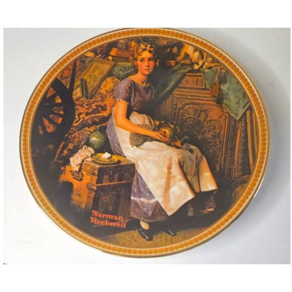 LOVE VTG plates Rockwell "Dreaming in the Attic" "Waiting by the Shore" Knowles - Picture 2 of 7